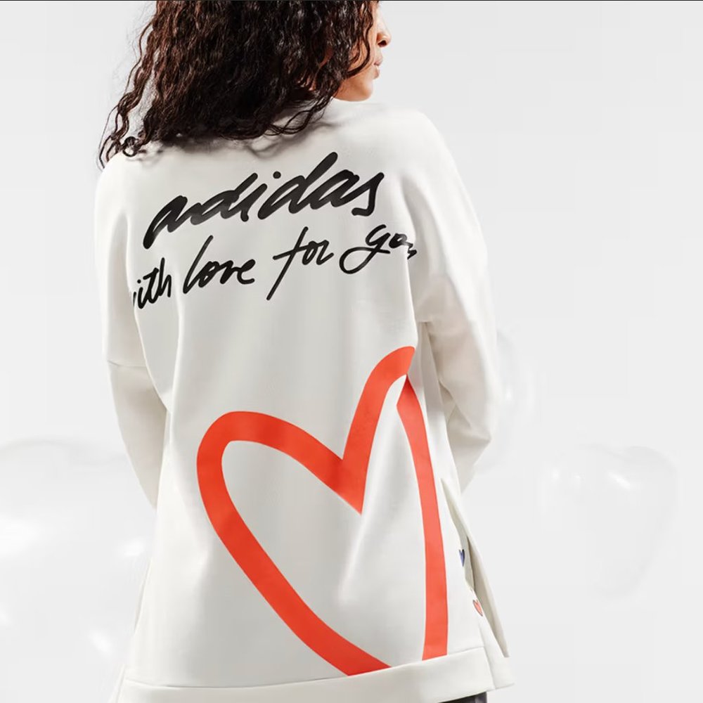 Adidas Valentine's Day Collection Love Hearts Sweatshirt Size XS